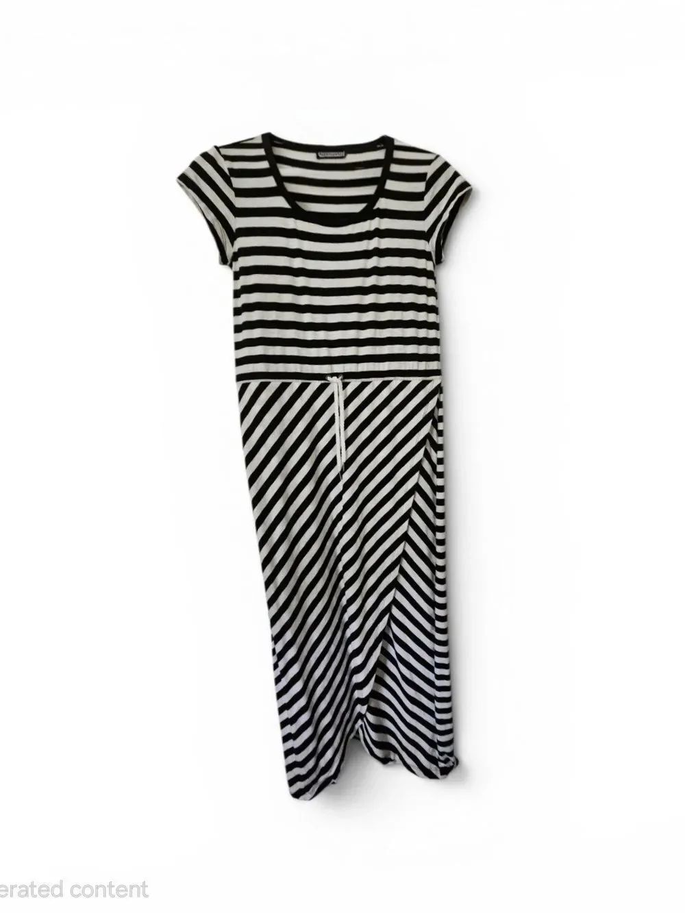 Talbots Striped Nautical Stretch Maxi Faux Wrap Dress Size SP